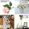24 pcs Blush | Rose Gold Artificial Long Stem Silk Rose Flowers With Green Leaves