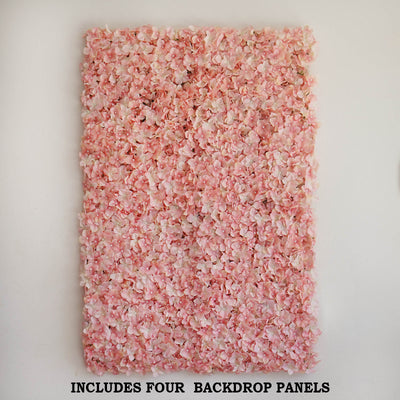 Hydrangea Artificial Flower Wall Mat Panel - Blush - 4 panels