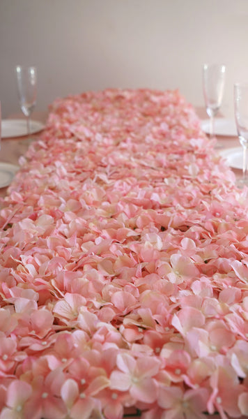 Hydrangea Artificial Flower Wall Mat Panel - Blush - 4 panels