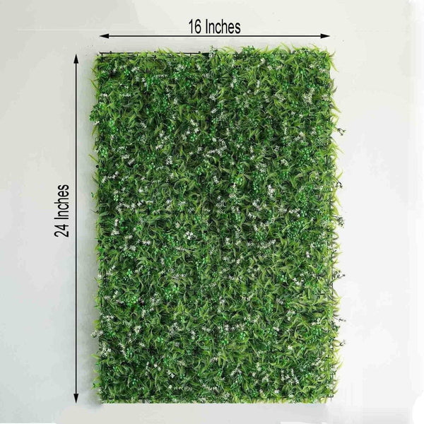 11 Sq ft. | 4 Panels Artificial Boxwood Hedge Palm Leaves Honeysuckles Shrubs and Clovers Faux Foliage Green Garden Wall Mat