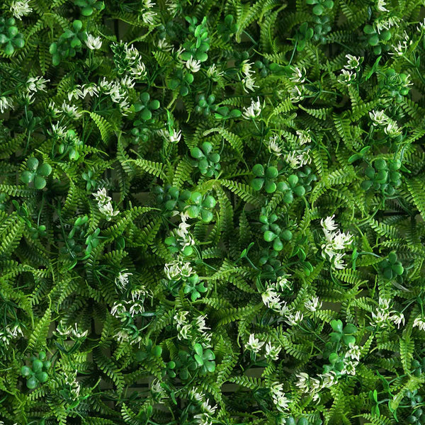 4 Pack Artificial Palm Leaves, Honeysuckles Shrubs and Clovers UV Protected Green Wall Mat Panels#whtbkgd