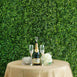 4 Panels Artificial Boxwood Hedge Black Locust and Cypress Leaves Foliage Green Garden Wall Mat