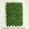 4 Panels Artificial Boxwood Hedge Black Locust and Cypress Leaves Foliage Green Garden Wall Mat