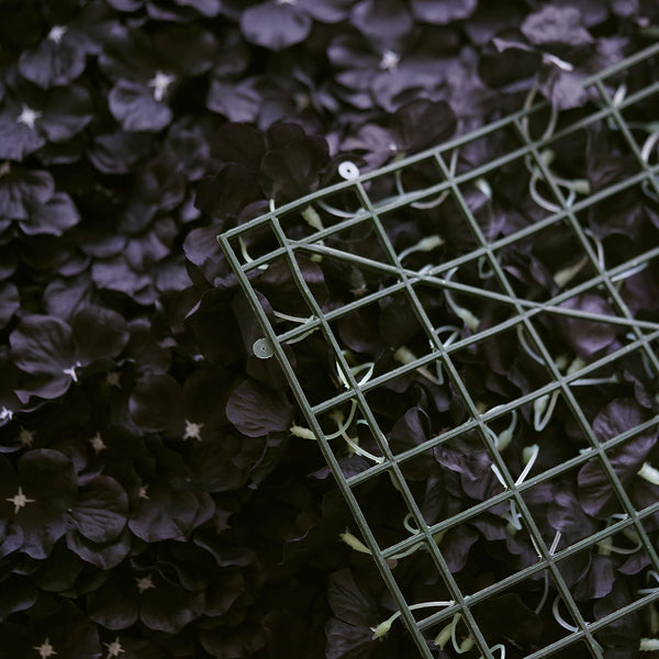 Hydrangea Artificial Flower Wall Mat Panel - Black - 4 panels