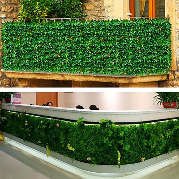 11 Sq ft. | 4 Panels | Artificial Boxwood Hedge Baby Green Leaves Foliage | Green Garden Wall Mat
