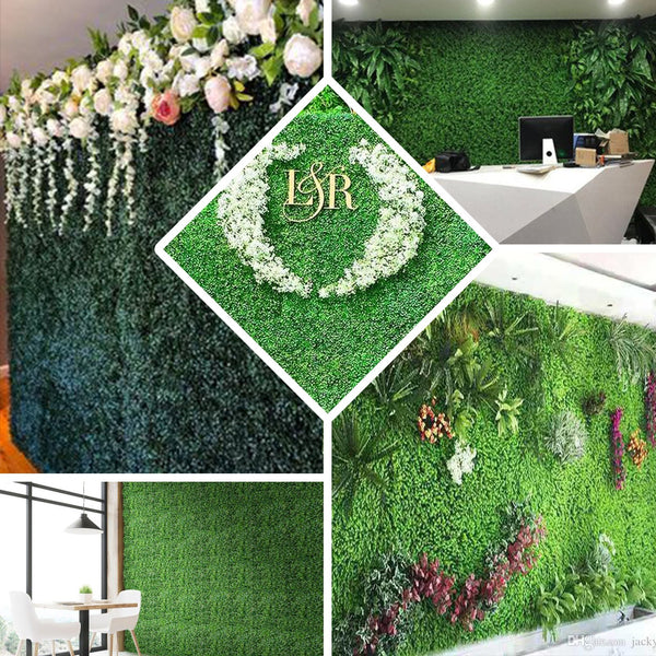 11 Sq ft. | 4 Panels | Artificial Boxwood Hedge Baby Green Leaves Foliage | Green Garden Wall Mat