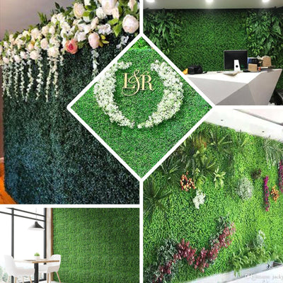 11 Sq ft. | 4 Panels Artificial Boxwood Hedge Faux Small Leaves Foliage Green Garden Wall Mat