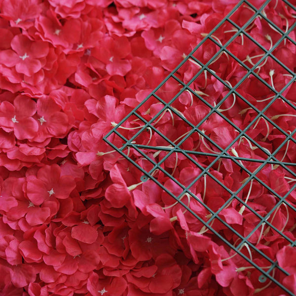 Hydrangea Artificial Flower Wall Mat Panel - Red - 4 panels