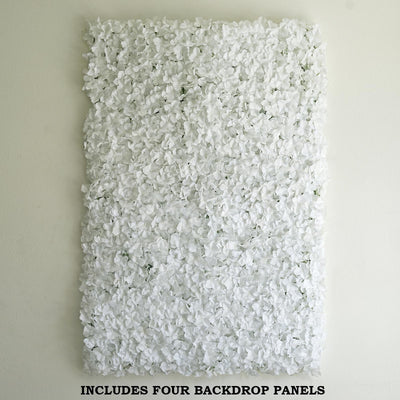 Hydrangea Artificial Flower Wall Mat Panel - White - 4 panels