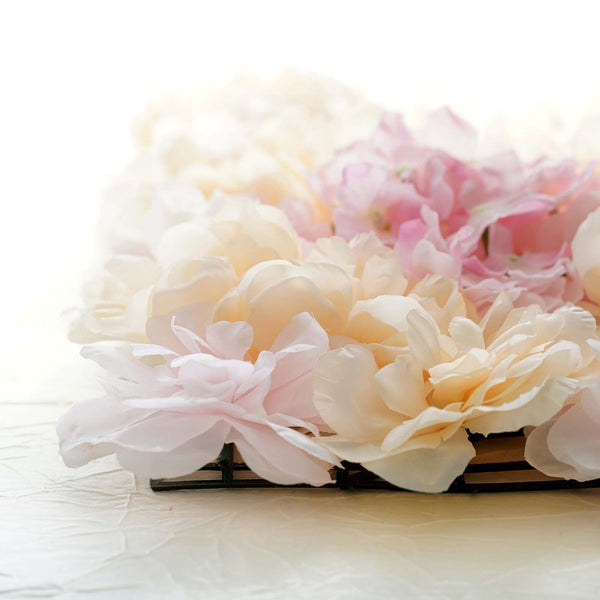 13 Sq ft. | 4 Panels UV Protected Lifelike Assorted Silk Flower Wall Mats - Pink | Champagne
