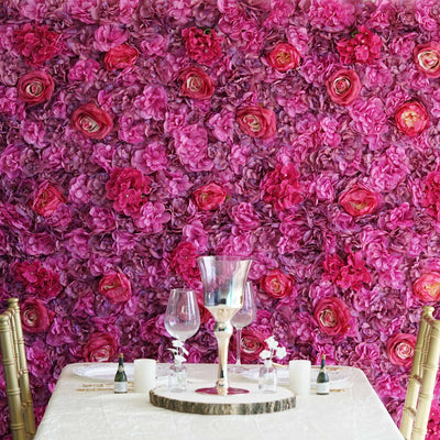 13 Sq ft. | 4 Panels UV Protected Lifelike Assorted Silk Flower Wall Mats - Violet | Purple
