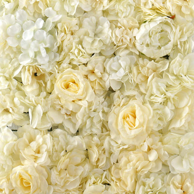 13 Sq ft. | SET of 4 | UV Protected Assorted Silk Flower Wall Panels | Flower Wall Backdrop - White | Champagne#whtbkgd