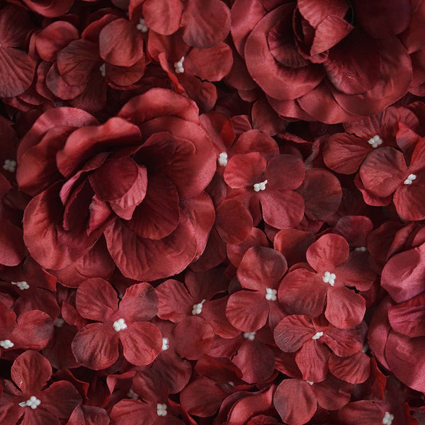 4 Pack 11 Sq ft. UV Protected 3D Wine Silk Rose & Hydrangea Flower Wall Mat Panel#whtbkgd