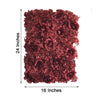 Pack of 4 - 11 Sq ft. UV Protected 3D Burgundy Silk Rose Hydrangea Flower Wall Mat Panel