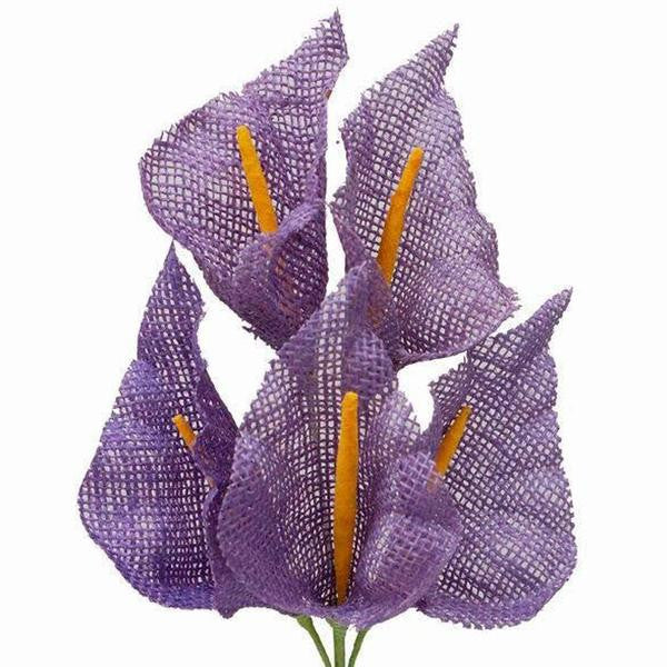 25 Lavender Large Burlap Calla Lilies Artificial Flowers Wedding Bouquets DIY Crafts Decoration