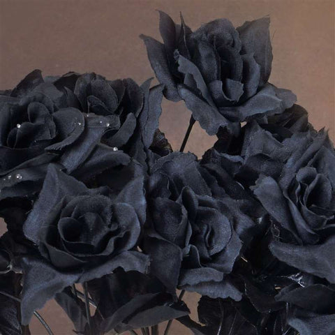 Silk Open Rose - Black - 84/pk