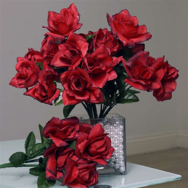 Silk Open Rose-Black/Red-84/pk
