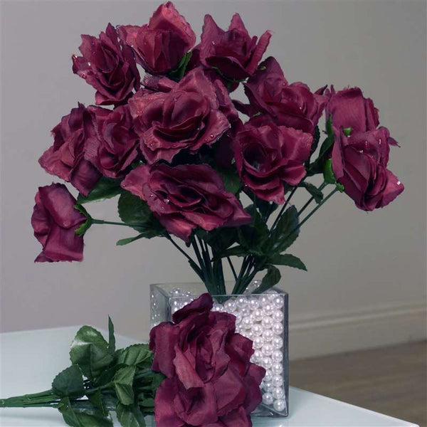 Silk Open Rose-Burgundy-84/pk