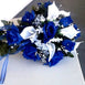 Small Open Rose Bush Artificial Silk Flowers - Navy Blue