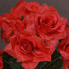 Small Open Rose Bush Artificial Silk Flowers - Red