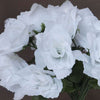 Small Open Rose Bush Artificial Silk Flowers - White