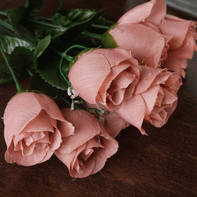 Small Rose Buds Artificial Silk Flowers - Blush