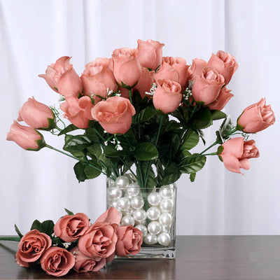 Small Rose Buds Artificial Silk Flowers - Blush