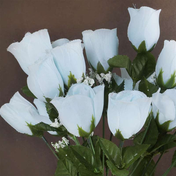 Small Rose Buds Artificial Silk Flowers - Blue