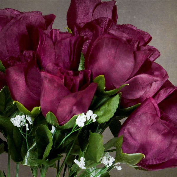 Small Rose Buds Artificial Silk Flowers - Burgundy