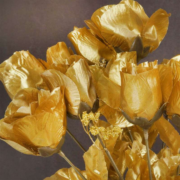 Small Rose Buds Artificial Silk Flowers - Gold