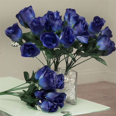 Small Rose Buds Artificial Silk Flowers - Navy Blue