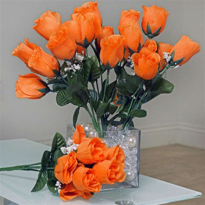 Small Rose Buds Artificial Silk Flowers - Orange