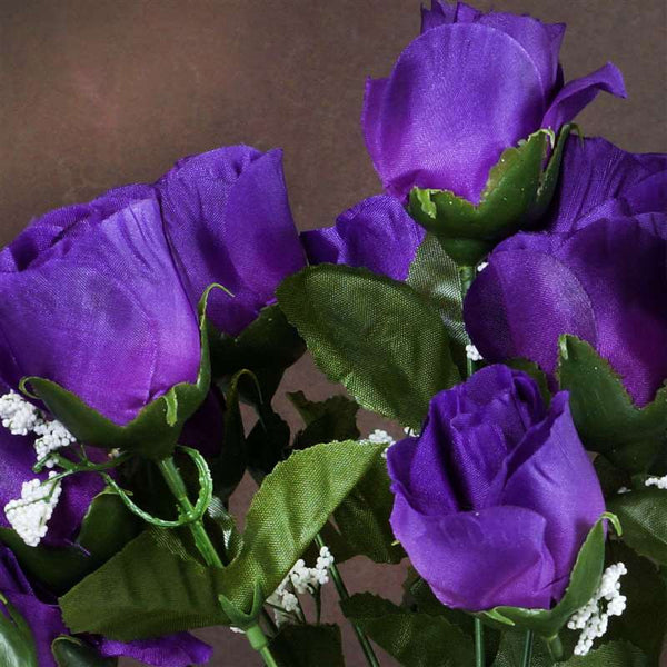 Small Rose Buds Artificial Silk Flowers - Purple