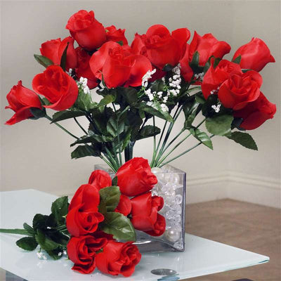 Small Rose Buds Artificial Silk Flowers - Red