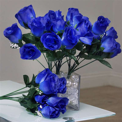 Small Rose Buds Artificial Silk Flowers - Royal Blue