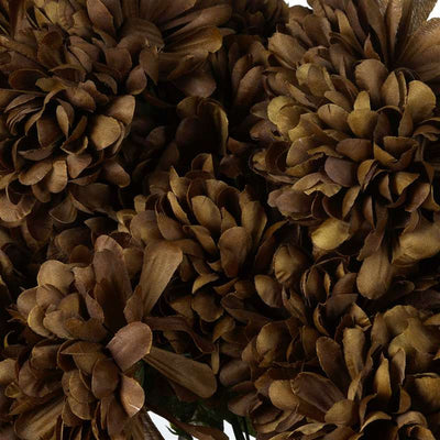 Large Chrysanthemum Bush Artificial Silk Flowers - Chocolate