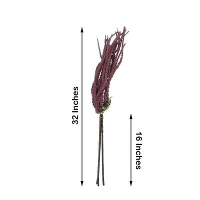 Pack of 2 - 32 inch Burgundy Amaranthus Artificial Flower Stem With Ivy Leaves
