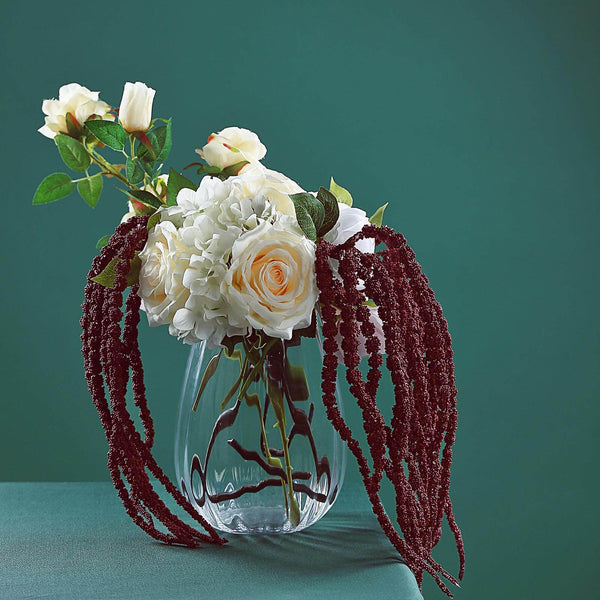 Pack of 2 - 32 inch Burgundy Amaranthus Artificial Flower Stem With Ivy Leaves