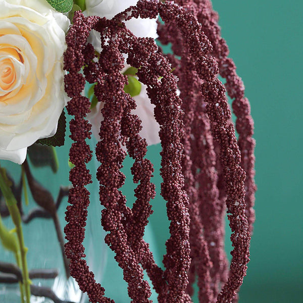 Pack of 2 - 32 inch Burgundy Amaranthus Artificial Flower Stem With Ivy Leaves