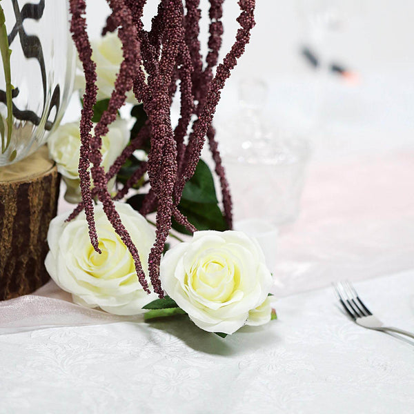 Pack of 2 - 32 inch Burgundy Amaranthus Artificial Flower Stem With Ivy Leaves