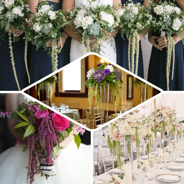 Pack of 2 - 32 inch Green Amaranthus Artificial Flower Stem With Ivy Leaves