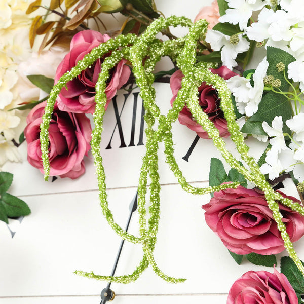 Pack of 2 - 32 inch Green Amaranthus Artificial Flower Stem With Ivy Leaves