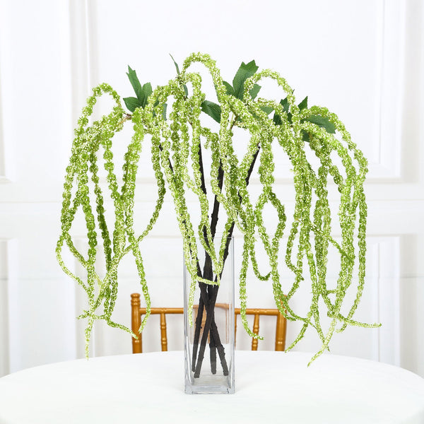 Pack of 2 - 32 inch Green Amaranthus Artificial Flower Stem With Ivy Leaves