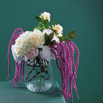 Pack of 2 - 32 inch Lavender Amaranthus Artificial Flower Stem With Ivy Leaves