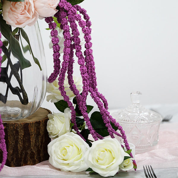 Pack of 2 - 32 inch Lavender Amaranthus Artificial Flower Stem With Ivy Leaves