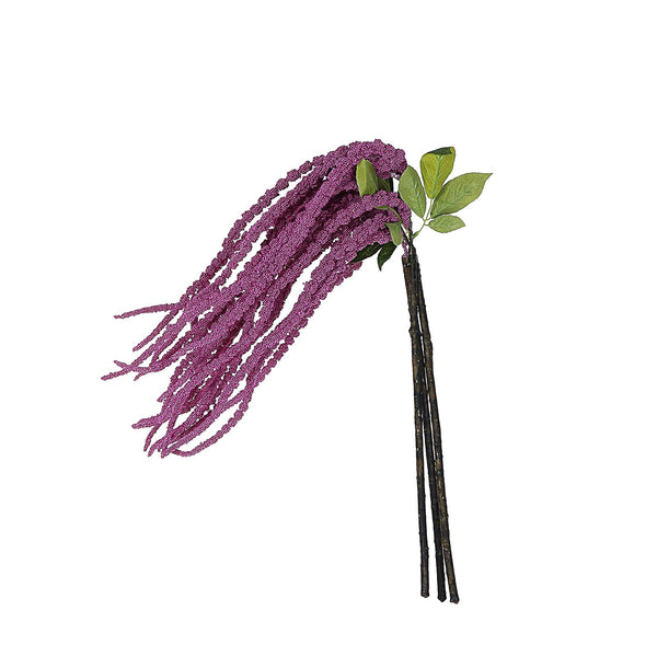 Pack of 2 - 32 inch Lavender Amaranthus Artificial Flower Stem With Ivy Leaves