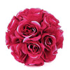 2 Pack | 7" Fuchsia Flower Ball Silk Rose Pomander Kissing Ball#whtbkgd