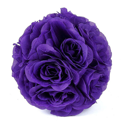 2 Pack | 7" Purple Flower Ball Silk Rose Pomander Kissing Ball