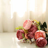 2 Bushes | 14 Pcs Dusty Rose Blush | Rose Gold Peony Artificial Silk Peonies Bouquet