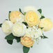 2 Bushes Light Yellow/White Peony And Hydrangea Artificial Silk Flower Bouquets